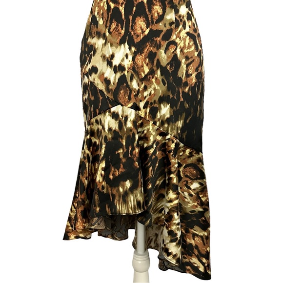 XSCAPE | Animal Print Sleeveless High Low Ruffle Midi Cocktail Dress NWT Sz 4 - Picture 6 of 16
